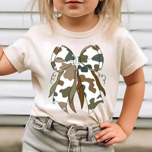 Youth and Adult Camo Bow Tee, camo coquette shirt, Youth Casual Wear, Gift For Son And Daughter, youth swear, Toddler graphic tees, family matching shirt, holiday shirt, youth clothing