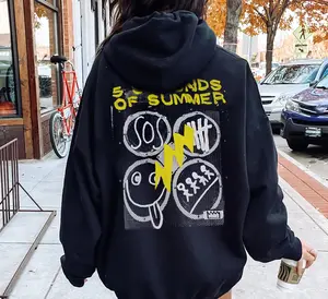 5SOS 5 Seconds of Summer Graphic Hoodie Casual Street Style Fleece Fabric Pullover Hooded Sweatshirt Tops Trendy for Women for Men