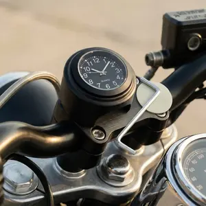 Universal Motorcycle Quartz Clock with 7/8 Inch Installation, Luminous Aluminum Dial, Waterproof Chrome Grip Mount for Bike Customization & Upgrade Accessories.