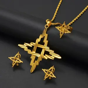 Hot Ethiopian Jewelry Sets Coptic Crosses Pure Gold Color Sets Nigeria Eritrea Kenya Habesha style