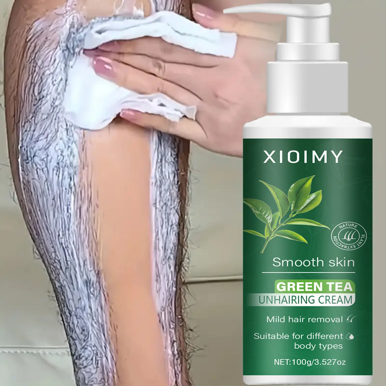 Tea Depilatory Hair Removal Cream 100g, Gentle Depilatory Solution, Non-Irritating Formula, Quick 5-Minute Hair Removal, Suitable for Sensitive Areas, for Men and Women, Body Care, Hair Removal Product