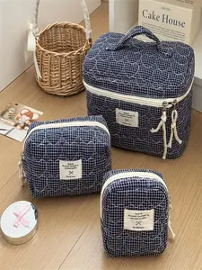 Stitched Heart Plaid Coin Purse Set, High Aesthetic Portable Multi-Functional Outdoor Storage Bag, All Season Use, All over Print