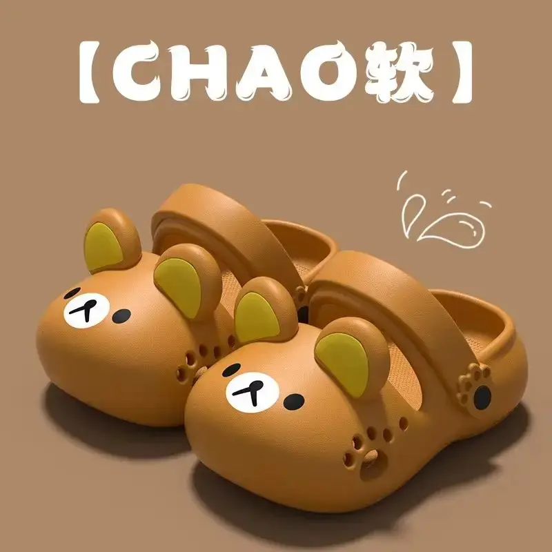 Anime Rilakkuma Series Slippers Home Furnishings Non-Slip Shoes Outdoor Beach Shoes Adjustable Strap Summer Periphery Fun Gift