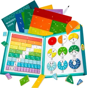 Magnetic Fraction Educational Puzzle, Magnetic Fraction Demonstration Book with Fraction Tiles & Circles, Montessori Fraction Manipulatives for Elementary School, Maths Learning Toys for Kids
