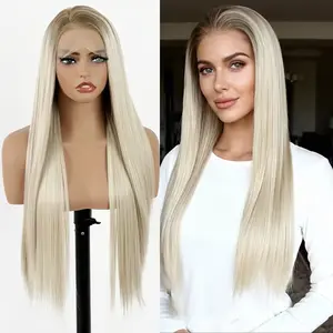 Platinum Blend Blonde Straight Lace Front Wig 3x4 Hand Tied | Natural Hairline | Heat Resistant Fiber