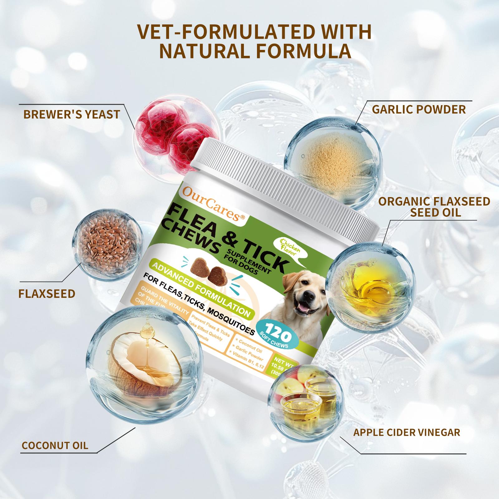 OurCares Healthy Skin Defense for Dogs - 120 Soft Chews Natural Oral Supplement for All Dogs Supports Healthy Skin & Coat Chicken Flavor Pet Daily Chewable