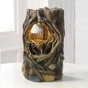 Indoor Fountain Beautiful Stump Water Fountain Relaxation Raindrop Fountains Meditation Desk Fountain Artistic Waterfall Fountains /Office Decor(22013)