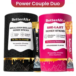 BetterAlt Power Couple Bundle | GOLD+ Shilajit Honey Sticks + She-lajit Honey Sticks for Women | Helps Improve Energy & Stamina |  Dietary Supplement