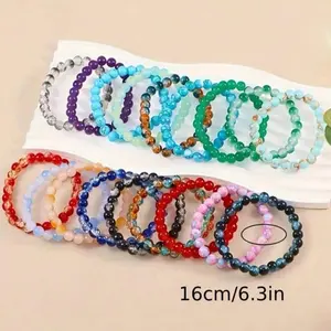 5 Mixed Bohemian Colorful Glass Beaded Bracelets Set Stackable Multi-Style Stretch Bracelets For Women Versatile For Daily Wear And Gifting