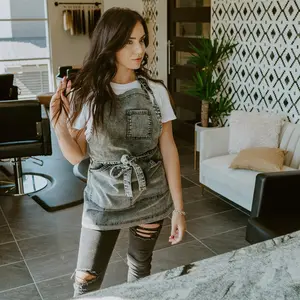 Black Acid Washed Denim Hair Stylist Apron Black Acid Washed Denim Hair Stylist Apron