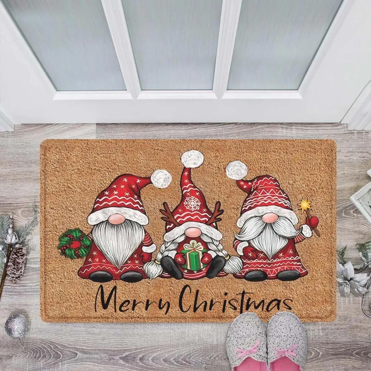 Non-slip Household Door Mat, Christmas Pattern Home Decorative Pad, Entrance Mat for Living Room Bedroom Bathroom, Christmas Home Decor, Room Decor