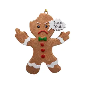 Mad Gingerbread Man Giving The Middle Finger Christmas Tree Naughty Funny Ornament