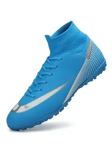 Men's High Top Lace Up Football Shoes, Football Boots, Breathable Comfortable Football Cleats, Anti-slip Soccer Shoes for Outdoor Training & Competition