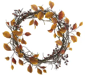 Nearly Natural 19" Harvest Leaf, Berries & TwigWreath