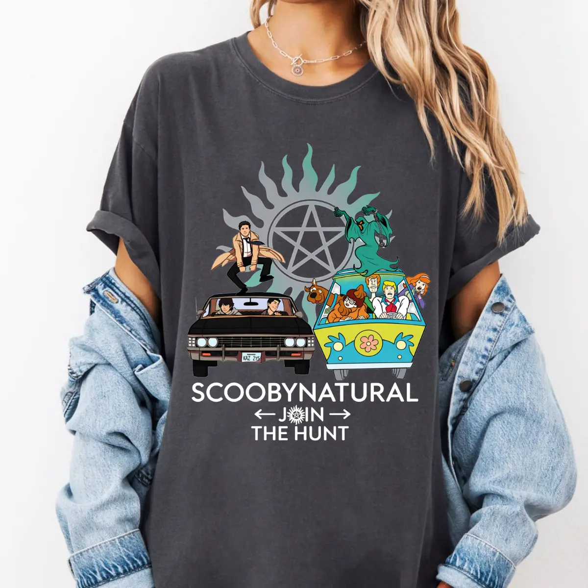 Scoobynatural Shirt, Supernatural And Scooby Doo Mashup Tee, Paranormal Mystery Graphic T-Shirt, Ghost Hunting Fan Gift, Trendy Casual Top