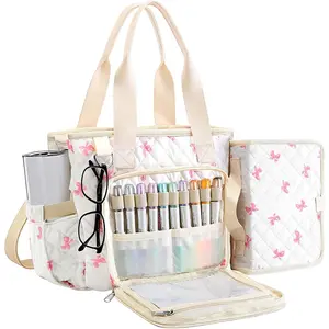 Large Bible Bag with Cover Case for Women, Quilted Church Tote Bag Bow Book Carrying Case with Shoulder Strap, Bible Accessories Valentines Day Christian Gift for Women Her