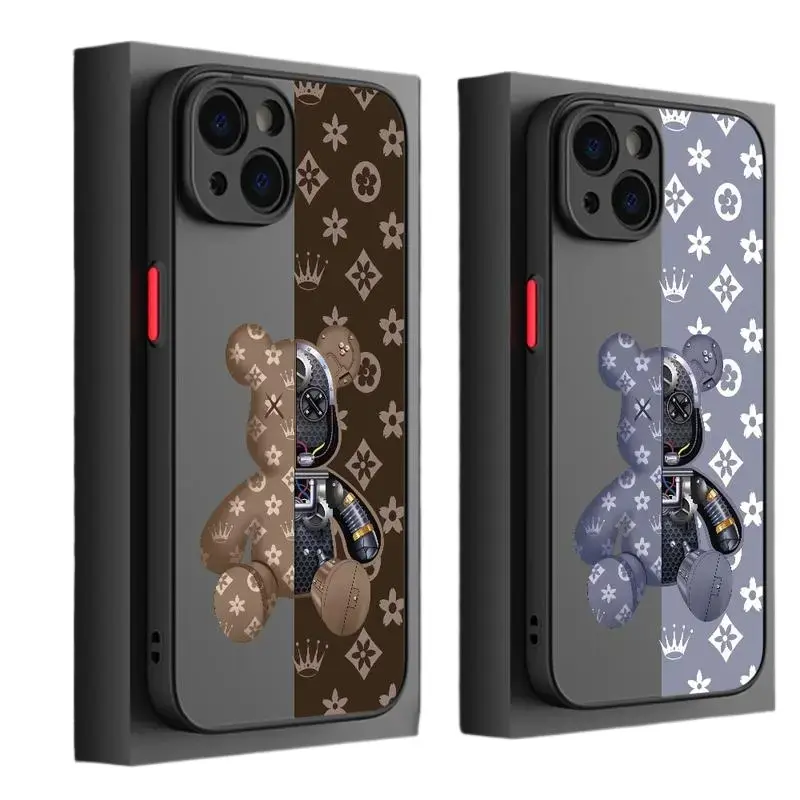 Matte Silicone Cartoon Robot Animal Smartphone Casing - TPU Shockproof Heavy-Duty Soft Accessory, Easy-Install Personalized Protection for iPhone 11-17 Pro Max/Plus/Mini, Viral Streetwear Gift for Handheld Cellphone Devices, Installation
