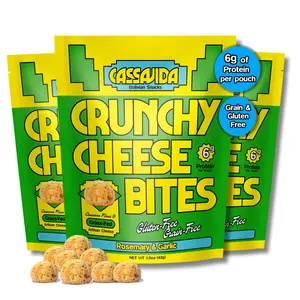 Cassavida Crunchy Cheese Bites (Pack of 3) | Rosemary Garlic flavor| 6g Protein per Pouch | Gluten-Free & Grain-Free | Made from Cassava & Grass-Fed Cheese | Perfect for Healthy Snacking