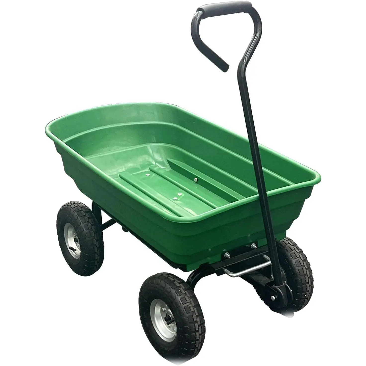 GARVEE Wheelbarrow up to 272 kg, garden wheelbarrow, 4 pneumatic tyres with metal rim, multifunctional sack truck, carrying aid, plastic tub
