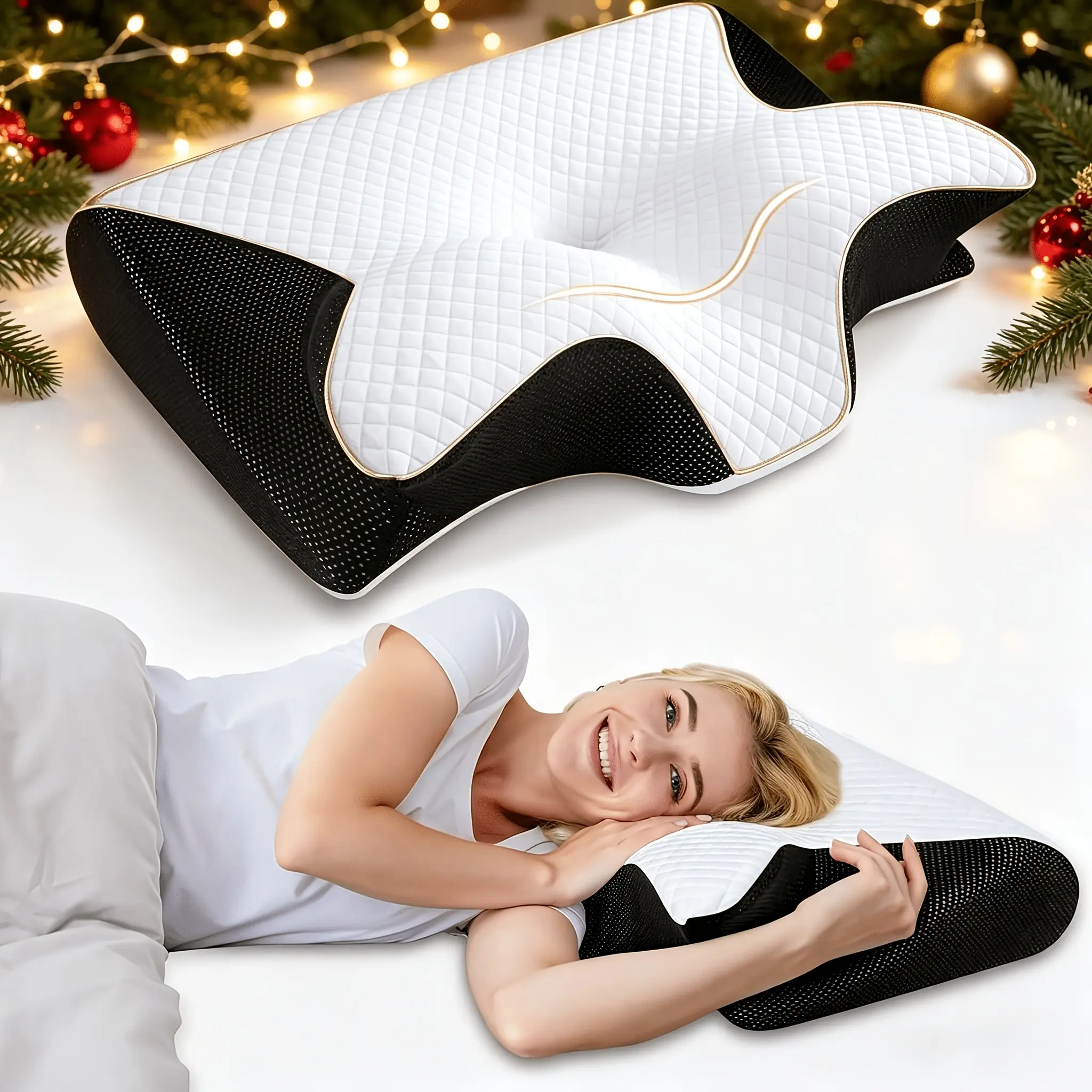 Neck Pillow with Adjustable Heights for Optimal Sleep Support and Armrest Design for Natural Sleep Posture
