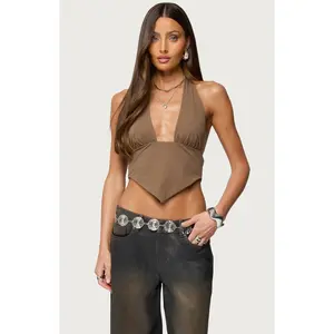 Edikted Women's Open Back Triangle Halter Top