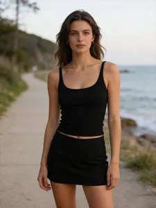 Women's Simple Daily Mini Skirt Pants, Decorative Inset Pocket, Side Seam Stitching, Hidden Zipper Closure, Pure Color Low Waist