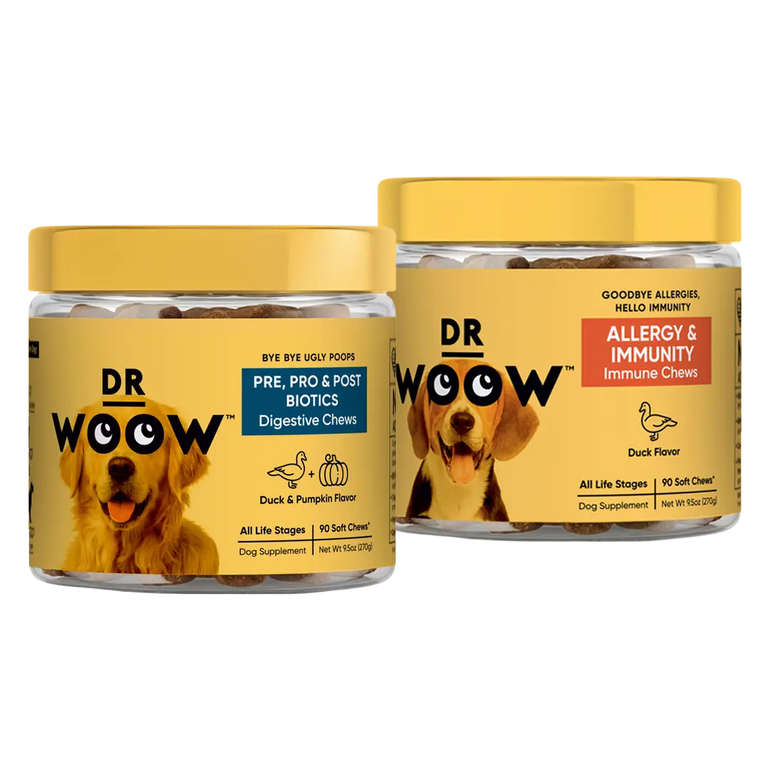 Dr Woow Probiotics & Postbiotics Allergy Chewables Bundle Pack - Canine Digestive Chews for Better Digestion, Gentle Gut Care, Allergy & Immunity Support, Daily Wellness