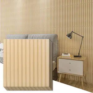 Slat Wall Panel, 3D Fluted Textured Panel 12-Tile 19.7 x 19.7in. - Oak