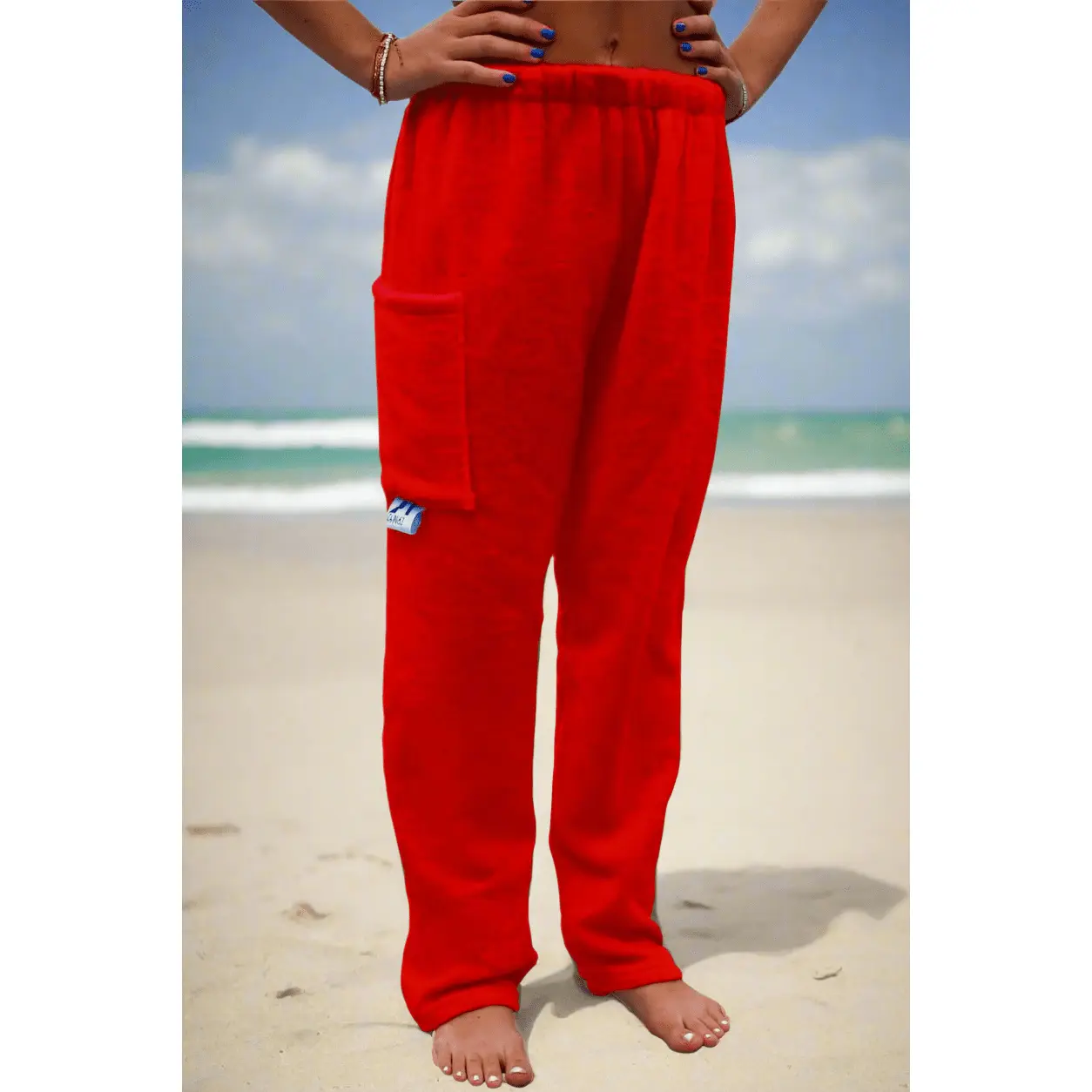 Towel Pants - RED - IN STOCK Fast Shipping - Beach, Swimming, Resortwear, Boys, Girls, Adults