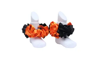 Orange And Black Ruffle Socks | Fluffed Socks | Tutu Socks