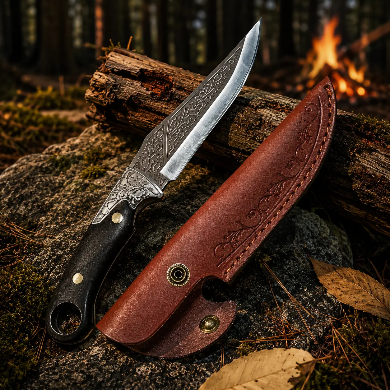 NorthForge-Premium Engraved Fixed-Blade Outdoor Tool - Sharp, Stylish, Durable for Camping-Hiking Sports Survival Hand Tool Heavy Duty Tool