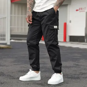 Men's Regular Fit  Pocket Drawstring Waist Cargo Pants, Casual Streetwear Trousers for Summer, Fashion Men's Bottoms for Daily Wear, Casual Jogger Pants, solid color wide leg pant Versatile Utility Menswear Stylish Beige Plain