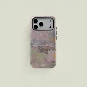 A beautiful lotus starlight design, simple double-layer protective case, sturdy and durable 2-in-1 case, compatible with iPhone 17/16/15/14/13/12/11 Pro Max/Plus/Pro, and Samsung Galaxy S25/S24/S23 Ultra series. Ideal for couples.