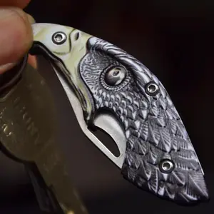 Father's Day giftEagle Head Folding Knife,  Bottle Opener Knife Multitool,Keychain​,​Necklace– 4-in-1 Portable Keychain Knife, Outdoor Camping & Hiking Emergency Equipment, High Hardness Stainless Steel Knife Titanium Alloy Blades Survival Gear