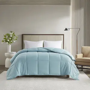 Madison Park MP10-8364 68 x 90 x 1.5 in. Winfield 300 Thread Count Cotton Shell Luxury Down Alternative Comforter, Teal - Twin & Twin Extra Large