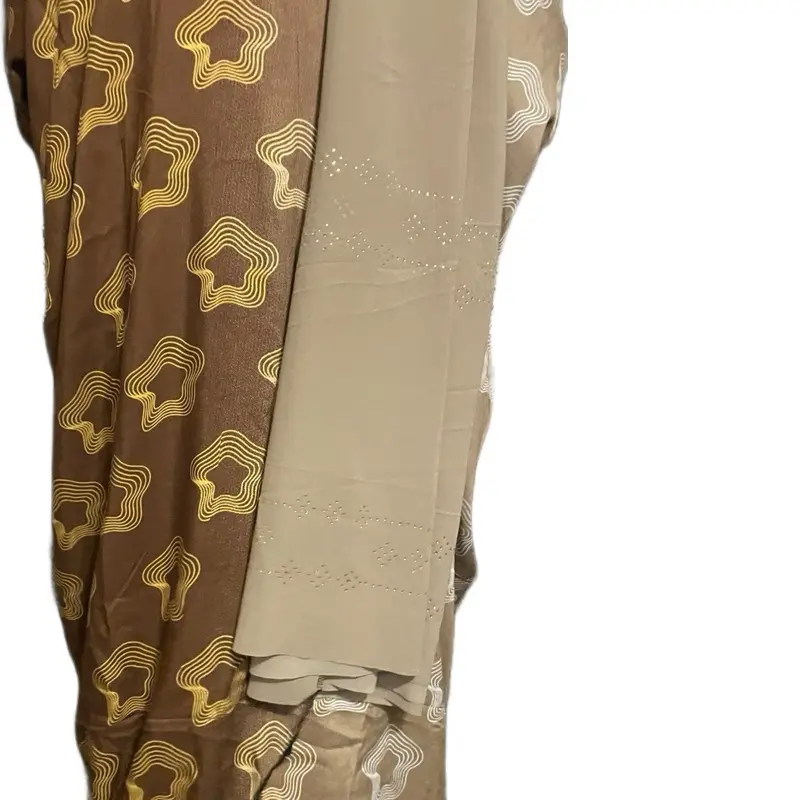 Brown Baati Dress with Gold Embroidery and Accentuated Sleeves