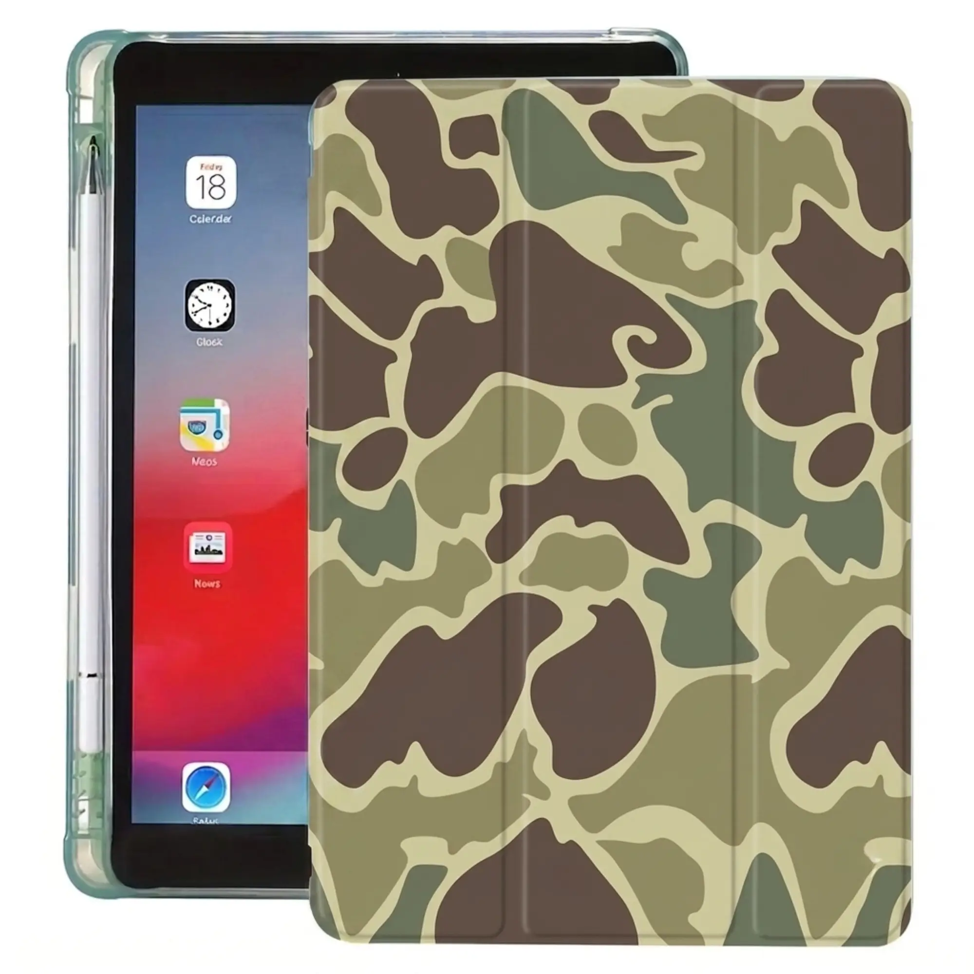 Duck Camo iPad Case, Vintage Hunting Camo iPad Cover, Magnetic Folio Case for iPad Air Pro Mini, Rugged Protective Tablet Case, Outdoor Gift