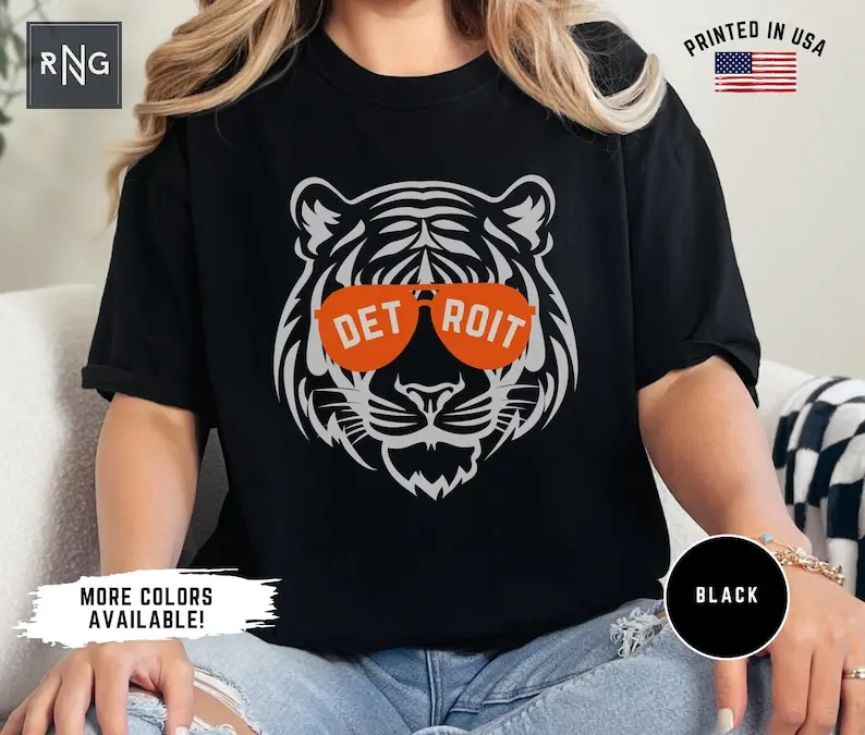 Detroit Baseball Shirt, Tiger Baseball Tshirt, Retro Detroit Apparel, Tiger Baseball Shirt, Gameday Baseball Fan Gift, Tiger Baseball Fan