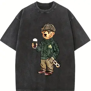 Y2K St Patricks Day Bear Top, Retro Irish 90s Baby Tee, Womens St Pattys Day Shirt, Lucky Girl Irish Shirt, Shamrock Bar Crawl Shirts