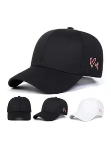 Unisex Heart Embroidered Baseball Cap, Adjustable Outdoor Sun Protection Hat, Casual Woven Fabric for Spring & Fall Travel