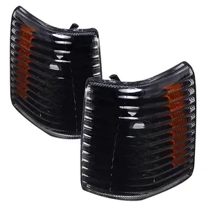 1993-1998 Gran Cheroke Corner Lights w/ Amber Reflectors (Matte Black Housing/Clear Lens)