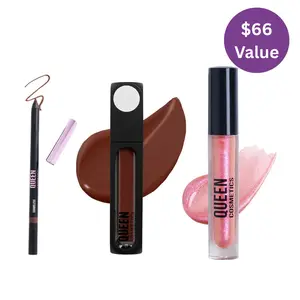 Queen Cosmetics Bratz Lip Kit - 3-Piece Set with Earth Angel Matte Lipstick, Runway Gloss, and Shameless Lip Liner for Runway-Ready Glam Look - Vegan & Cruelty-Free Makeup