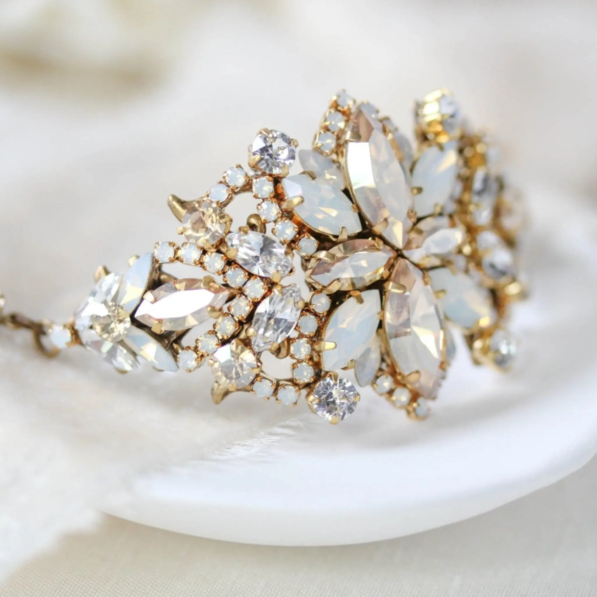 Antique gold crystal Bridal bracelet - MADELYNN