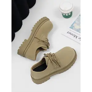 Men's Big Head Derby Casual Shoes, Fashion British Vintage Style, Comfortable Skin-Friendly Lining, Thick Anti-Slip Sole, All Seasons