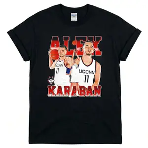 [MADE IN US] Alex Karaban UCONN Huskies Shirt - Premium 90s Bootleg Graphic Tee - Retro Player Collage Streetwear