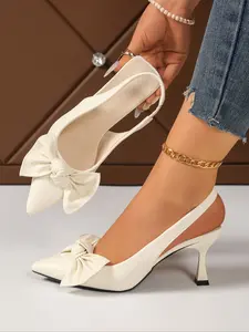 New Women's Bow Design High Heel Shoes, Fashion Pointed Toe Versatile Party Shoes, Perfect for Dresses, Parties, Commuting, Dancing