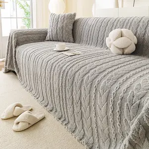 Plush Sofa Coverlet, All-Season Pet-Friendly Protector, Full Armchair Coverage, Ideal for Office Bedroom Living Room Decor, Couch Cover