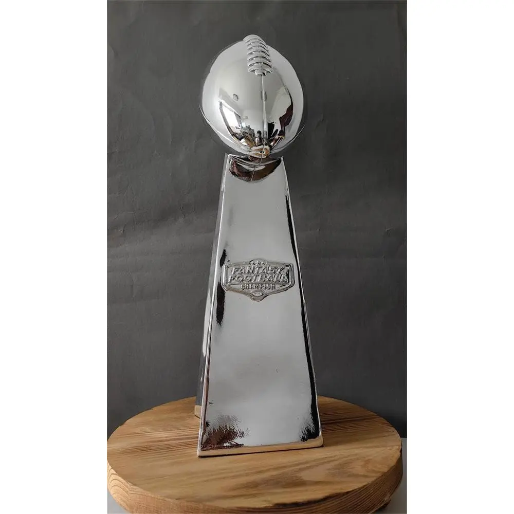 FANTASY FOOTBALL TROPHY 14 INCHES LARGE  CHROME REPLICA TROPHY MADE for FANTASY FOOTBALL CHAMPIONS FANTASY FOOTBALL AWARDS