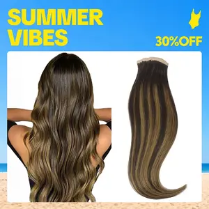 Hotbanana Summervibes 20pcs Tape in Hair Extensions Straight Real Human Hair 50g 14 to 24 inch Invisible and Reusable Tape Hair