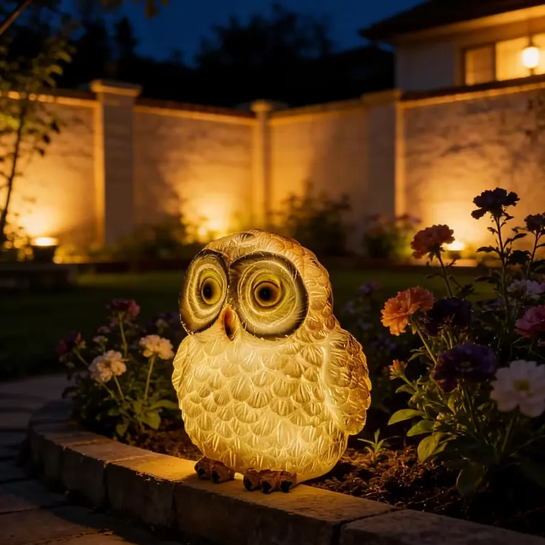 Solar Owl Light - Waterproof Resin Animal Statue with Warm LED Illumination, Cute Night Light Landscape Ornament for Garden, Patio Home Improvement & Decor Supplies
